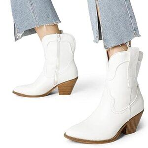 Cowboy White Ankle Boots